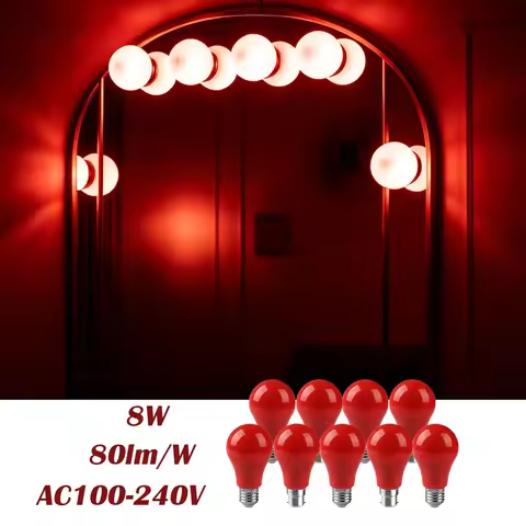 E27 B22 A60 8W LED Color Bulb RED Lighting 640LM AC100-240V Lamp Decor Bulbs for Bedroom Wedding Par