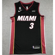 2023 new NBA men’s Miami Heat 3 Dwyane Wade embroidery basketball jerseys jersey black