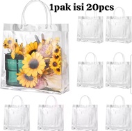 IVLOVE - Grosir 20pcs Tas mika Bening Transparant Totebag Hampers Tebal Premium Tas Hadiah ultah leb