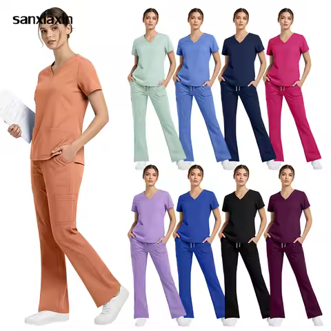 New Fashion Beauty Workwear Nurse Scrubs Set Nurse Accessories Medical Uniforms Surgical Dental Clin