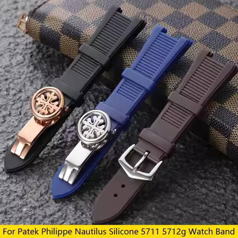 Rubber watch band for PP Nautilus 5711 5712 7010G watchs waterproof silicone strap 25mm notch watch 