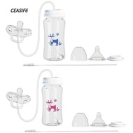 CEASIF6 Hands-Free Baby Bottle, Wide-neck 3-in-1 Milk Storage Bottle, Gravity Ball 300ML with Straw 