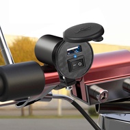 Motorcycle Charger Handlebar USB Socket 12V 5V-2.1A Waterproof Moto Adapter Power Supply Phone Charger