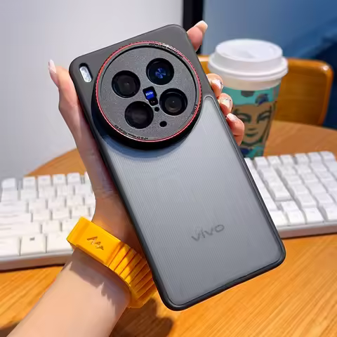 Case For VIVO X200 Ultra X200Pro MINI Luxury Matte Armor Red Circle Back Cover For VIVO X 200 Pro X2