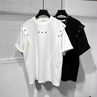 W226 High-Quality Heavy Shoulder Pads Short Sleeves Black White P15 Yuan M to 3XL Network Image