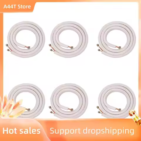A44T 6Pcs 3Meter Air Conditioner Pair Coil Tube 1/4In 3/8In Insulated Aluminum Wire Set Air Conditio