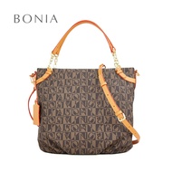 Bonia Monogram Brown Hobo Bag