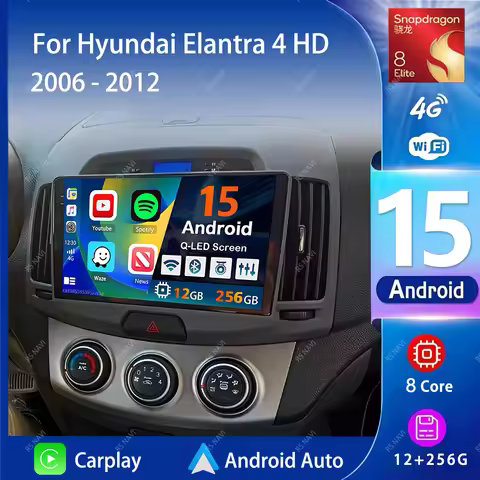 Android 15 Carplay Auto 2K Screen Car Radio Multimedia Player For Hyundai Elantra 4 HD 2006-2012 Aut