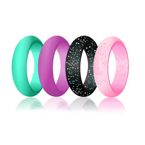 4/5/6 Pcs Women's Silicone Rings 5.5mm Wide Comfort Fit Wedding Band Set for Gym Travel, Gift for He