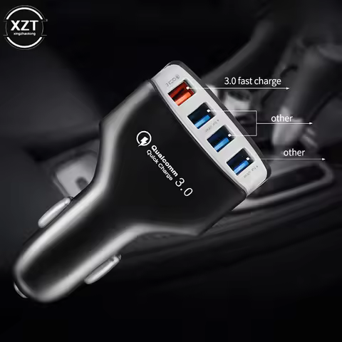 Car Charge 4 Port USB Car Charge Quick Charger QC 3.0 Mobile Phone Charge Adapter For iPhone Samsung