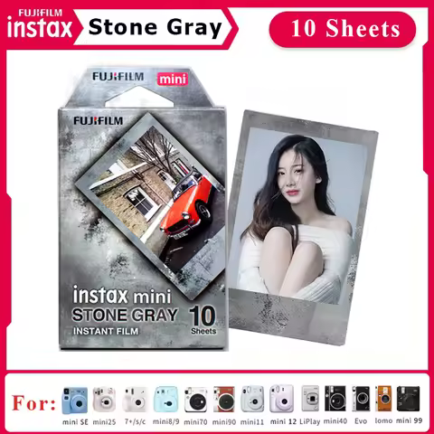 Fujifilm Instax Mini Color Film STONE GRAY For Fuji Instant Camera Mini 12 11 8 9 SE Link Liplay EVO