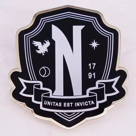 Unitas Est Invicta Enamel Pins Nevermore Academy Logo Badge Brooches Jewelry Accessories
