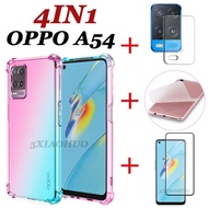 (4IN1) Phone case For OPPO A54 A94 A74 5G four-corner drop-proof phone case + tempered glass film + 