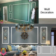 fashion new□♘Self Adhesive PVC Wainscoting 3D Waist Line Imitation Gypsum Wall Skirting Moulding Molding Trim Frame Bin