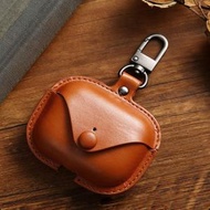 棕色 皮質藍牙耳機套 耳機套保護殼 適用蘋果airpods pro 3 耳機盒保護套 