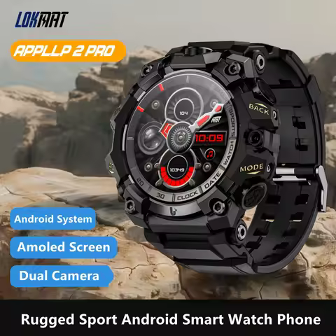 LOKMAT New APPLLP 2 PRO Rugged Sport Android Smart Watch Phone Dual Camera Video Calls Wifi Fitness 