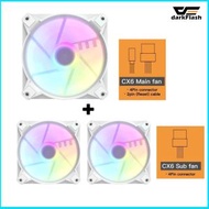 darkFlash - CX6 aRGB 風扇組 [主要風扇+2*子風扇 : 白色 12cm] a-RGB Cooling Fan 5V MB Sync