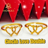 FD8 Cincin Love Double Emas 916 Original Cincin Emas 916 Bajet Cincin Emas 916 Original Tulen Cincin