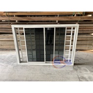 SKS 2in1 White Undercoated Window Grille Black 1750mm(W) x 1215mm(H) Slide Aluminium Tingkap Hitam C