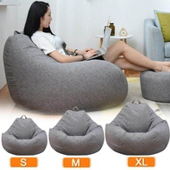 (Without Filler)Lazy Sofas Cover Chairs Linen Cloth Lounger Extra Large Bean Bag Chairs for Adults Kids Couch Sofa Cover Indoor Lazy Lounger  Tatami Living Room