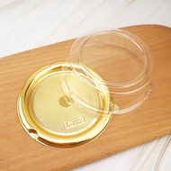 Set of 50 Round Plastic Boxes with Gold Bottom for Cakes A1455 (Dimensions 14.7, Height 5.3cm)