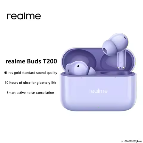 Original realme Buds T200 TWS Earphone 32dB Active Noise Cancellation Headphone True Wireless 50 Hou