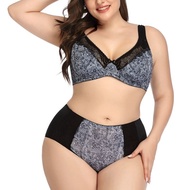 New Floral Print Bra Set Plus Size Women Lingerie Ultra Thin Unlined Underwear 38-48 C D DD E XL 2XL