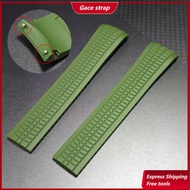 For 21mm Patek Philippe Aquanaut 5164A 5167A 5167R Green Cruved Rubber strap WatchBand bracelet