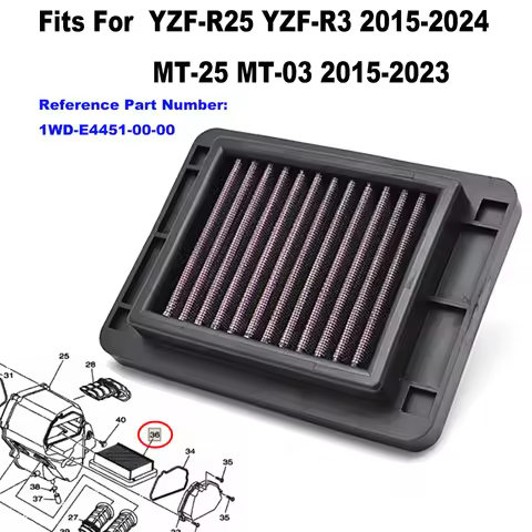 High Flow Air Cleaner Element Intake Air Filter For Yamaha YZF-R3 YZF-R25 YZF R25 R3 MT-03 MT25 2015