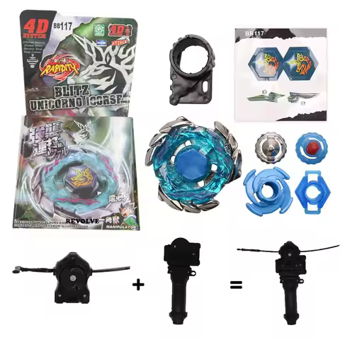B-X TOUPIE BURST striker Blitz Unicorno BB117 100RSF Spinning Top with Launcher Grip & Black Pull Li