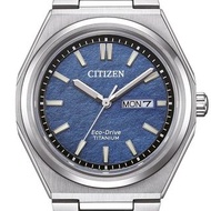 CITIZEN 星辰 Eco-Drive 光動能 AW0130 Zenshin series WR 10 bar 防水 鈦金屬 藍色面 藍寶石玻璃錶面 AW013085L