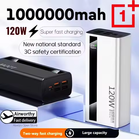 Oneplus 1000000mAh Large Capacity Power Bank 120W Fast Charging Digital Display Outdoor Power Supply