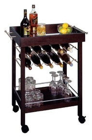 Kitchen Cart, Trolley with Wine Storage Rack and Table