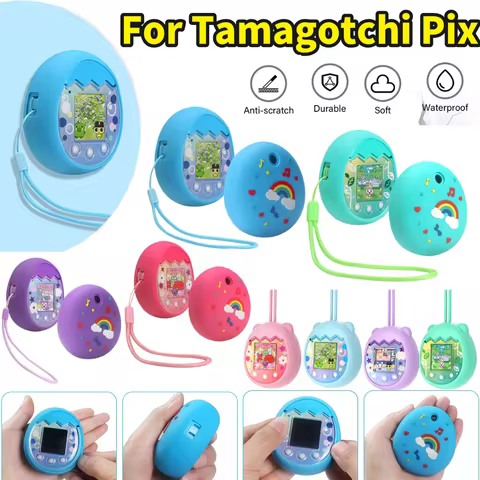 Silicone Protective Case for Tamagotchi Pix with Lanyard Electronic Pet Machine Protector Scratch-pr