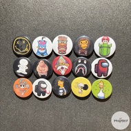 32mm Button Brooch Pin with Cute Cartoon Character Image, Cool, Suitable for Jacket, Vest and Bag Ac