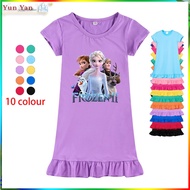 Frozen Dress Elsa Cartoon Print Dresses for Baby Girls 3-10 Years Old Casual Kids Clothes