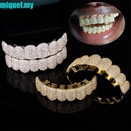 MIQUEL Hiphop Teeth Grillz, Removable Design Hip Hop Teeth Grillz Set, Punk Jewelry Zircon Hollow Rh