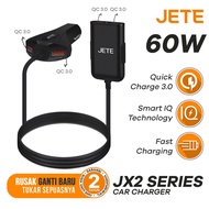 Jete JX2 Car Charger Car Charger 60W Output Quick Charger 3.0 2 Year Warranty