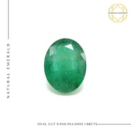 Natural Emerald - Batu Zamrud 100% Asli (Oval Cut 9.0x6.9x4.0 mm 1.88 carat) Tempah Cincin Silver Em