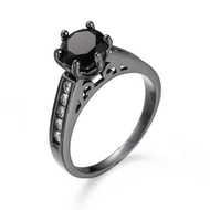fashion trendy Black color Wedding Rings set bridal Classic Engagement Band Ring For Women luxury Jewelry nigeria gift