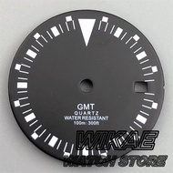 29mm 515 QuartzWatch Dial Black White Dial With HandsSet C3 Luminous Fit RONDA 515/RONDA 515-24H GMT