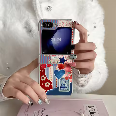 New splicing heart-shaped star folding case suitable for Samsung Galaxy Z Flip8 7 6 5 4 Flip5 Flip6 