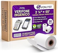 Thermal Paper Roll 2 1/4 x 55 for Verifone Vx520 Ingenico ICT220 ICT250 FD400 (30 rolls)
