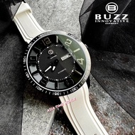 [Original] Buzz 8065G BK/GUN-4 Special Edition Automatic Sapphire Men Watch White Silicon Strap