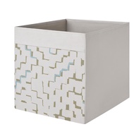 (IK)  33X38X33CM DRONA BOX BEIGR PATTERN TURQUOISE