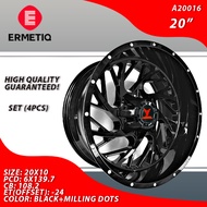 4 PCS / ERMETIQ MAGS / WHEELS / RIM 20"    A20016  SIZE: 20X10  PCD: 6X139.7  CB: 108.2  ET(OFFSET):