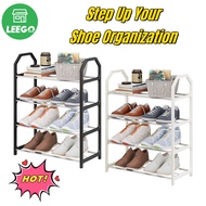 Leego Portable 3/4/5 Layer Shoe Rack - Black/White Dustproof And Easy To Clean Storage Rack