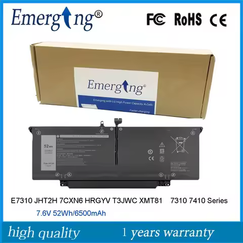7.6V 52Wh JHT2H Laptop Battery for Dell Latitude 7310 7410 Series 2in1 7CXN6 HRGYV T3JWC XMT81 35J09