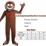 2025 New Men Icing Gingerbread Mascot Christmas Cosplay Adult Gingerbread Man Costume