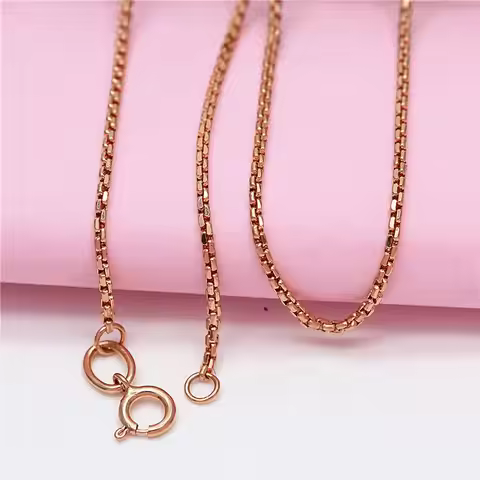 585 Purple Gold Box Chain Necklace Unique High Grade Plated 14K Rose Gold Clavicle Chain Party Jewel